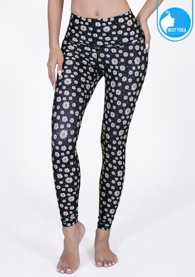 IBY-Long yoga pants, model 535S - Daisy pattern