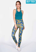 IBY-Long yoga pants, model 535S - Sunflower pattern