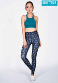 IBY-Long yoga pants, model 535S - Peacock pattern