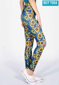 IBY-Long yoga pants, model 535S - Sunflower pattern