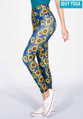 IBY-Long yoga pants, model 535S - Sunflower pattern
