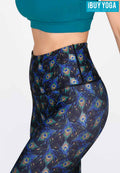 IBY-Long yoga pants, model 535S - Peacock pattern