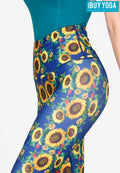 IBY-Long yoga pants, model 535S - Sunflower pattern