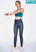IBY-Long yoga pants, model 535S - Peacock pattern