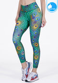 FITZ yoga pants, exercise, 9-inch legs, Peacock pattern