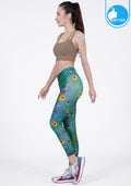 FITZ yoga pants, exercise, 9-inch legs, Peacock pattern