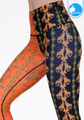 IBY-Long yoga pants, model 535G - Golden Chains graphic print