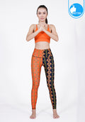 IBY-Long yoga pants, model 535G - Golden Chains graphic print