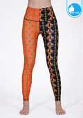 IBY-Long yoga pants, model 535G - Golden Chains graphic print