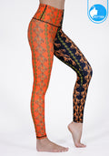 IBY-Long yoga pants, model 535G - Golden Chains graphic print