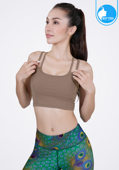 Sports bra, yoga bra, exercise bra IBY - Yoga Sport Crop With Bra Adorable - Brown
