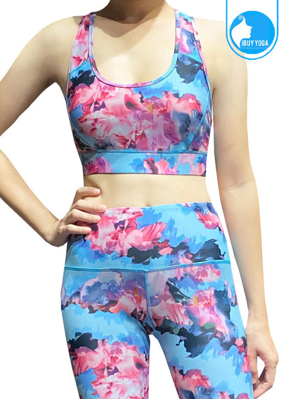 Sports bra, yoga bra, exercise bra IBY - Yoga Sport Bra - Day Party pattern *Ready to ship*