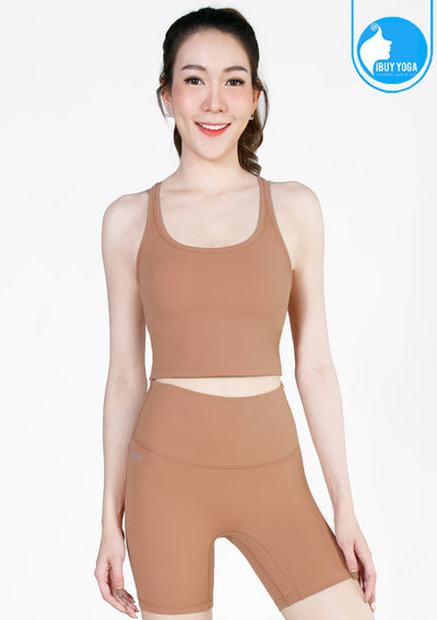 Sports bra, yoga bra, exercise bra IBY - Yoga Sport Crop With Bra Cropped - Light Brown