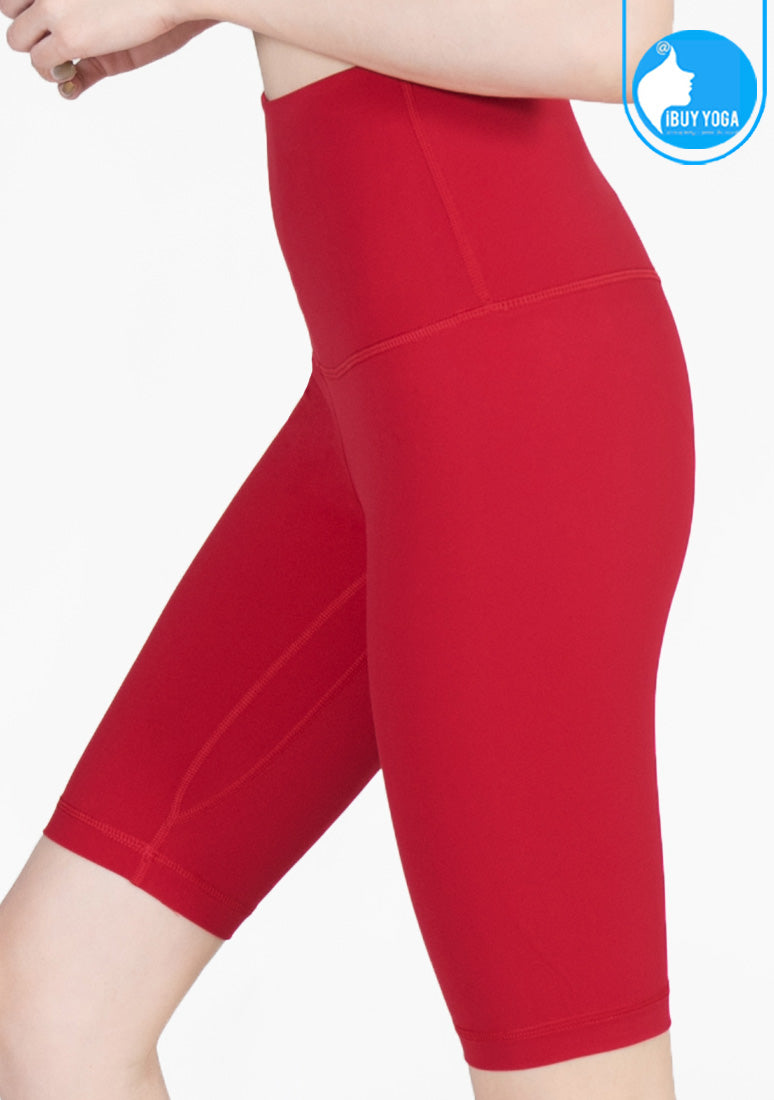 กางเกงโยคะขาสั้น IBY - High Waist Yoga Knee Breeches - Red