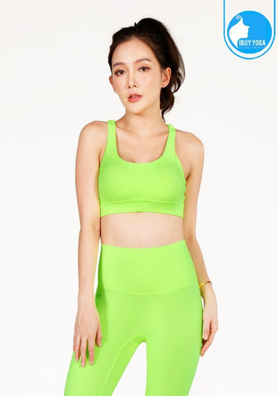 Sports bra, yoga bra, exercise bra IBY - Yoga Sport Bra Light Support Back Butterfly - Neon Yellow *Ready to ship*