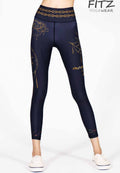 Fitz yoga pants, exercise, 9-inch legs, Moon and Sun pattern