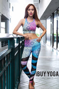 Sports bra, yoga bra, exercise bra Fitz - Fairy crop Bra - AZTEC MAXICAN *Ready to ship*