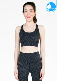 IBY - Yoga Sport Bra Stand Out - Dark Gray Zebra ลายม้าลายเทาเข้ม