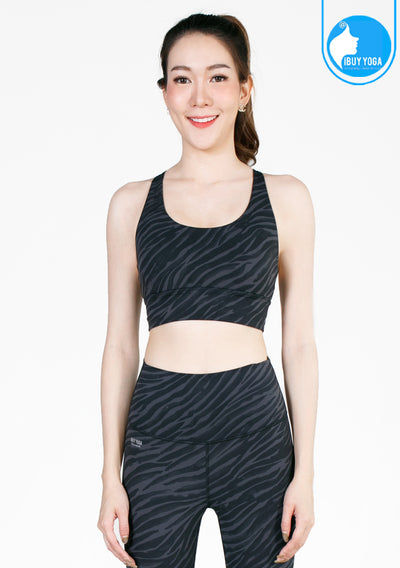 IBY - Yoga Sport Bra Stand Out - Dark Gray Zebra Dark Gray Zebra pattern