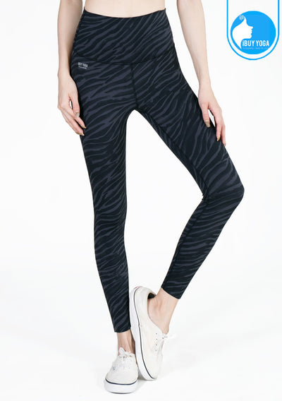 IBY - High Waist Yoga Legging - Stand Out - Dark Gray Zebra