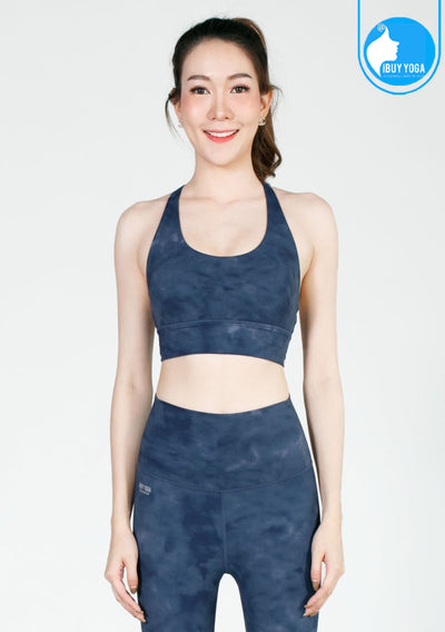Sports bra, yoga bra, exercise bra IBY - Yoga Sport Bra Stand Out - Blue Watermark, dark blue watermark