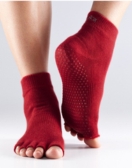 Toesox - Grip Half Toe Ankle Red