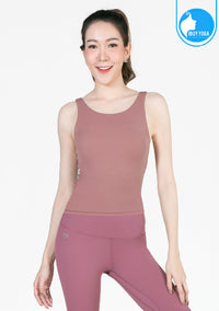 เสื้อโยคะมีบราในตัว IBY - Yoga Sport Tank With Bra Breath - Pink